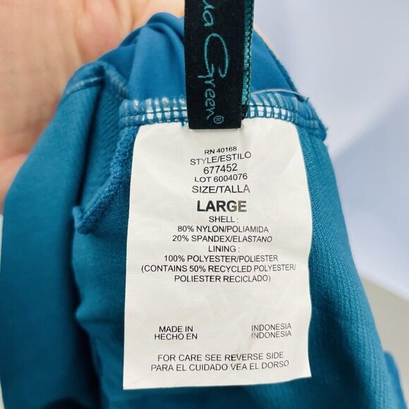 Aqua Green Womens Large UPF 50 Double Strap Asymmetrical One Piece Swimsuit 1977 - Picture 9 of 9